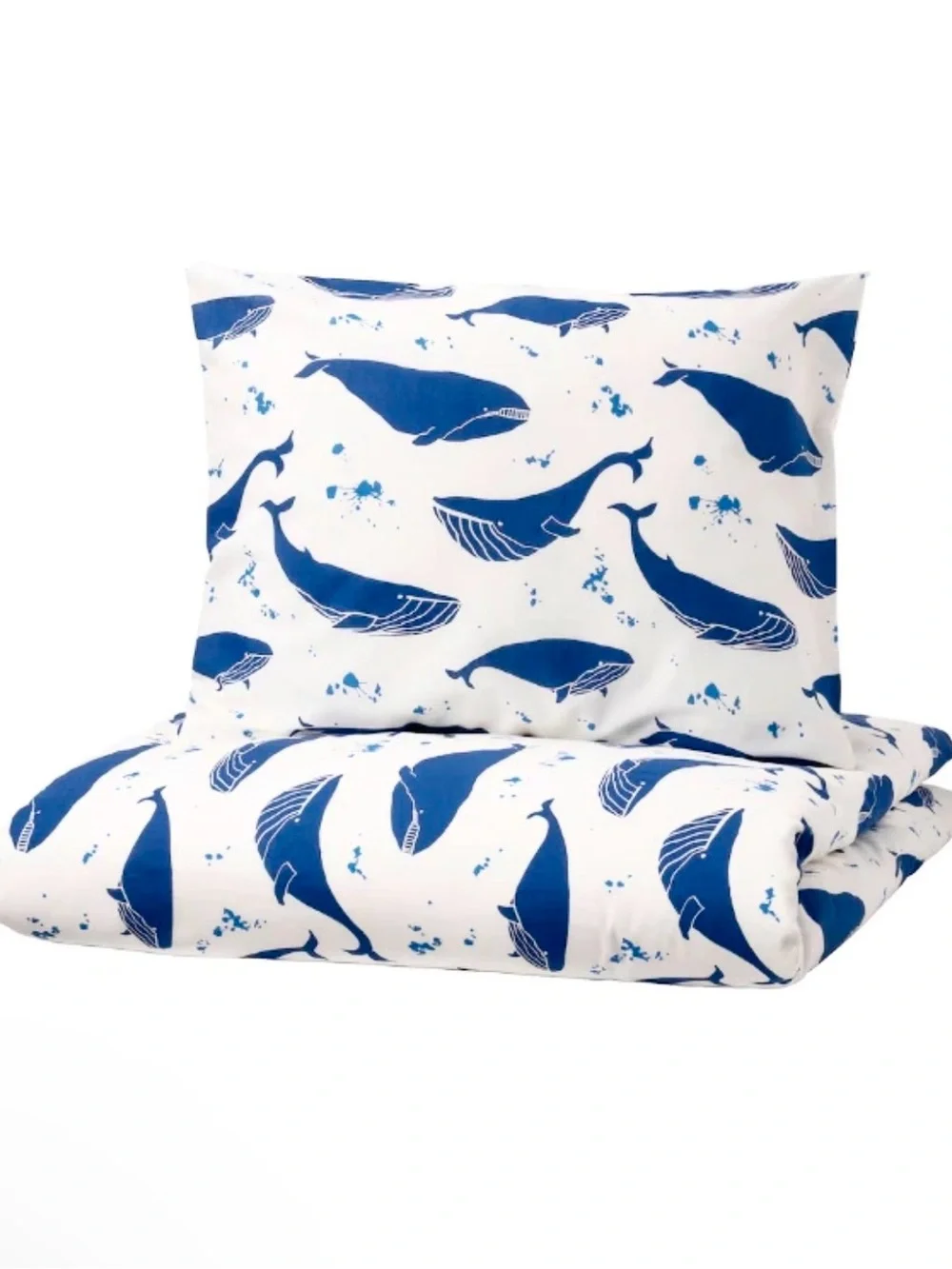 IKEA BLÅVINGAD White and Blue Whale Duvet Cover - Twin